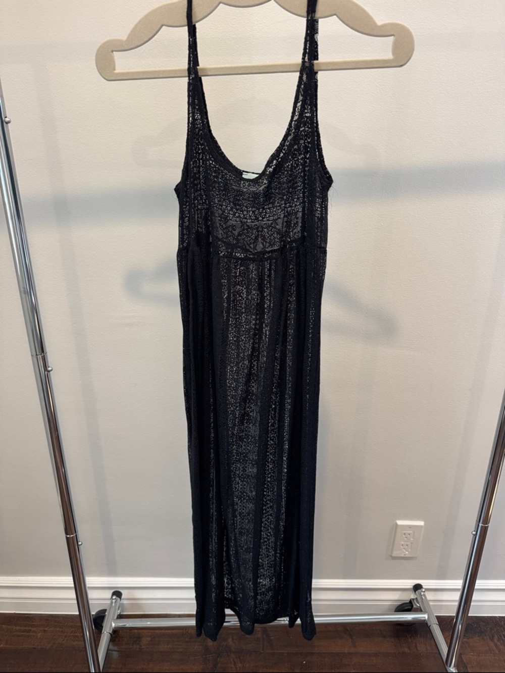 audrey Black Lace Midi Slip Dress